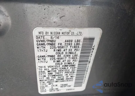 2016 Nissan Rogue S from USA, damaged, VIN JN8AT2MT2GW026302